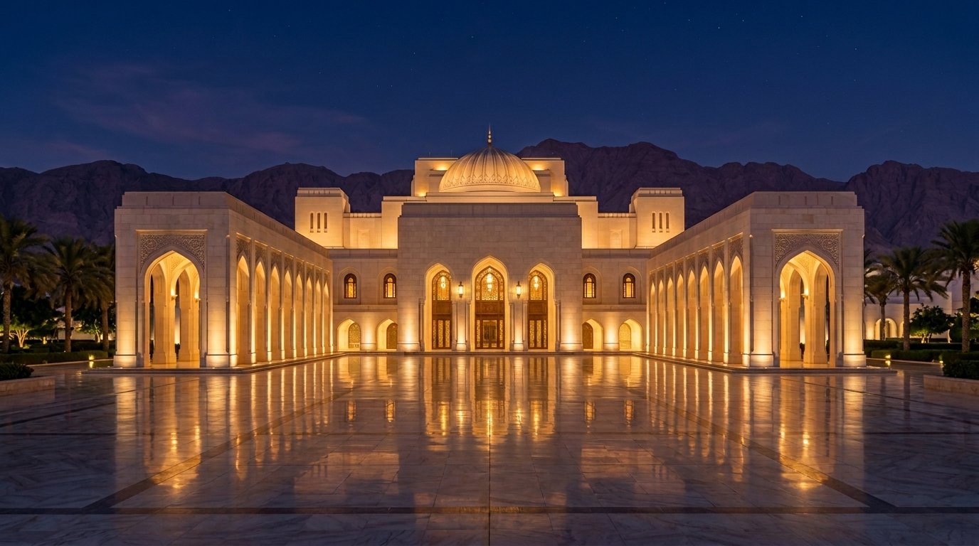 Royal Opera House Muscat at twilight